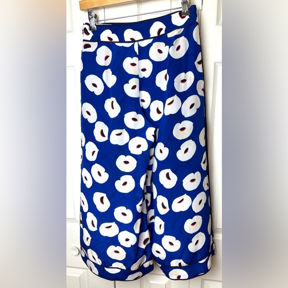OLIVIA PALERMO x Chelsea28 Nordstrom Blue Poppy Culottes Silk Wide Leg Pants - Picture 9 of 14
